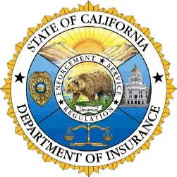 A seal of california for the department of insurance.