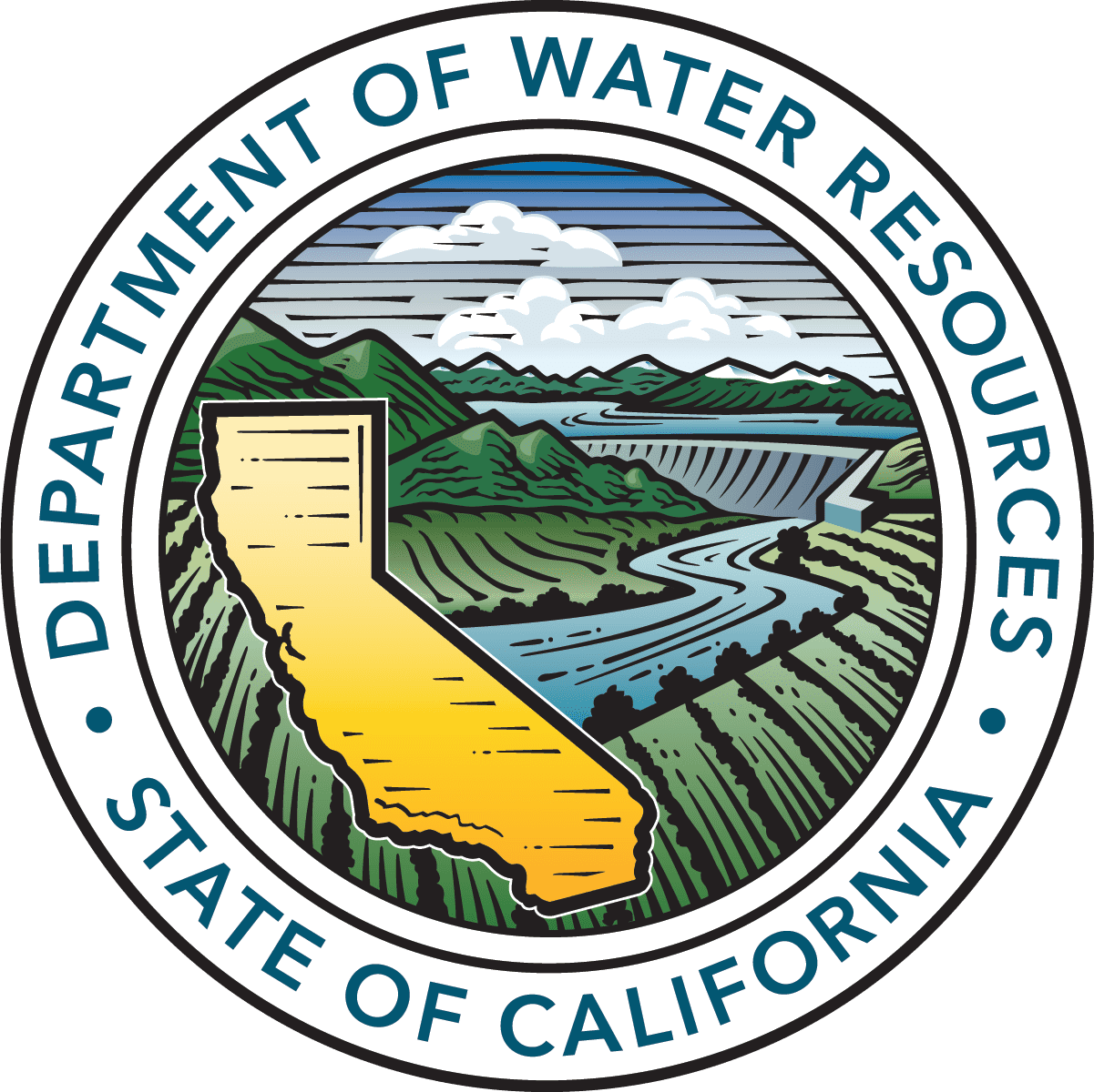 A green background with the seal of water resources state of california.