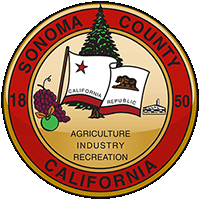 A circular seal with the words sonoma county california in it.